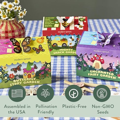 مجموعة من النشاط المخلوقون الحديثة في حديقة مجموعة 3 عبوات ، بداية بذور الحديقة ، حزمة بذور مختلطة الزهرة البرية ، الفراشة ، الخنفساء و Bumblebee in Kuwait