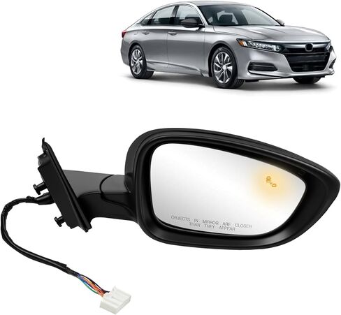 Right Side Door Mirror Compatible with Honda Accord EXL Hybird Touring 2018-2022 7-Pins Black Replace HO1321329 76208-TVA-A22 in Kuwait