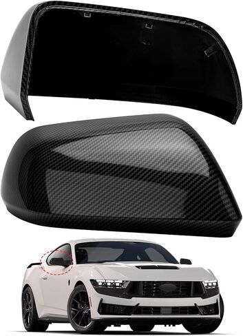 غطاء مرآة جانبية للركاب بديل لسيارة Ford Mustang 2015 2016 2017 2018 2019 2020 2021 2022 2023 2024 - أغطية مرايا الجانب الأيمن، ملحقات غطاء مرايا الرؤية الخلفية باللون الأسود، بدون مصباح in Saudi Arabia