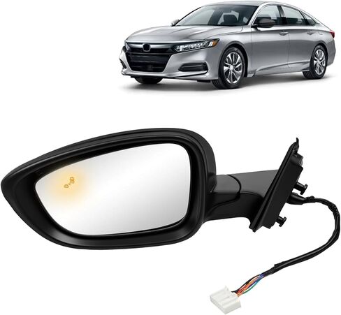 مرآة باب الجانب الأيمن متوافقة مع Honda Accord EXL Hybird Touring 2018-2022 7 دبابيس سوداء استبدال HO1321329 76208-TVA-A22 in Kuwait