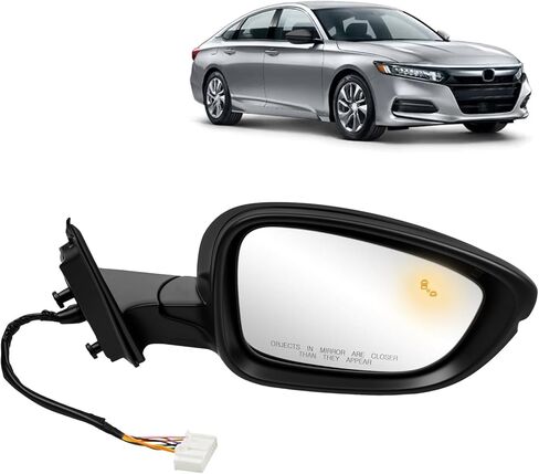 مرآة باب الجانب الأيمن متوافقة مع Honda Accord EXL Hybird Touring 2018-2022 7 دبابيس سوداء استبدال HO1321329 76208-TVA-A22 in Kuwait