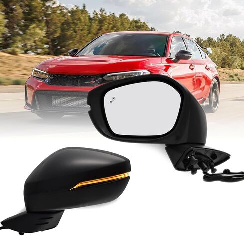 مرآة جانبية للسائق الأيسر لسيارة HONDA CIVIC 2006-2011 مع مرآة كهربائية قابلة للطي يدويًا غير قابلة للتسخين باللون الأسود غير اللامع (يمكن طلاءها بالرش) لا تناسب سيفيك كوبيه وسيفيك ديل سول استبدال #76250SNEA01 (3 دبابيس) in Kuwait