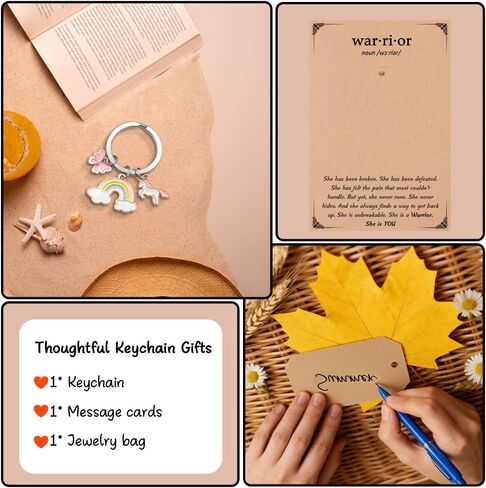 Cancer Care Gifts Inspirational Keychain Butterfly Gift Unicorn Keychain Card Breast Cancer Surviver Patient Gifts for Woman Motivational Encouragement Thinking of You Gift Chistmas Birthday Presents in Kuwait