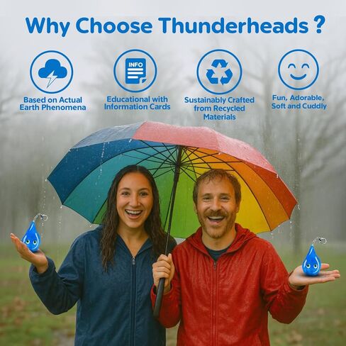 Thunderheads Raindrop Plushie Keychain, Nature-Inspired Educational Clip-On Stuffed Keychain with Fact Card, Fun STEM Tool for Exploring Rain, & Earth Science, Plush Bag Charm for Families and Friends in Saudi Arabia