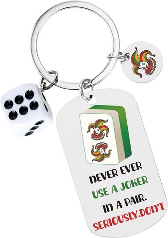 Mahjong Gifts for Women - Never Ever Use A Joker In A Pair Funny Keychains Ideal New Year Bridal Shower Birthday Gift for Men Mah Jong Lover Players Personalized Keyring Accessories Stuffers in Kuwait