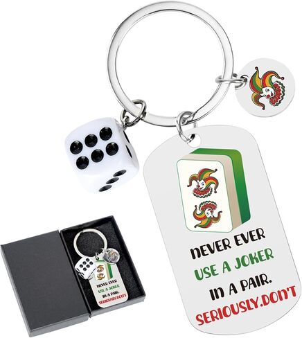 Mahjong Gifts for Women - Never Ever Use A Joker In A Pair Funny Keychains Ideal New Year Bridal Shower Birthday Gift for Men Mah Jong Lover Players Personalized Keyring Accessories Stuffers in Kuwait