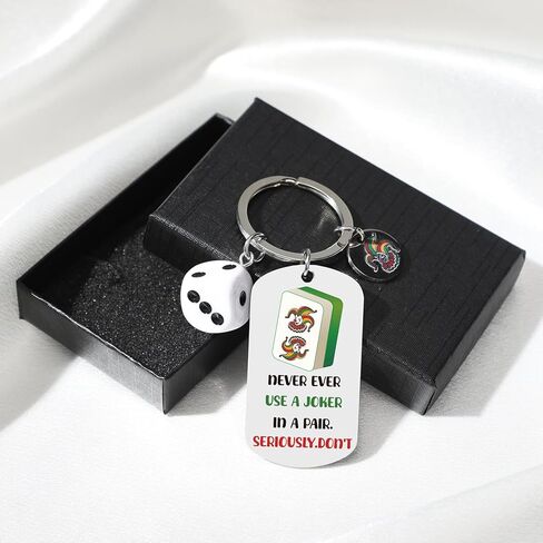 Mahjong Gifts for Women - Never Ever Use A Joker In A Pair Funny Keychains Ideal New Year Bridal Shower Birthday Gift for Men Mah Jong Lover Players Personalized Keyring Accessories Stuffers in Kuwait