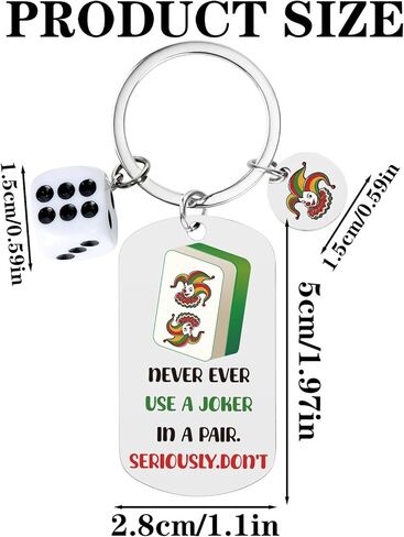 Mahjong Gifts for Women - Never Ever Use A Joker In A Pair Funny Keychains Ideal New Year Bridal Shower Birthday Gift for Men Mah Jong Lover Players Personalized Keyring Accessories Stuffers in Kuwait