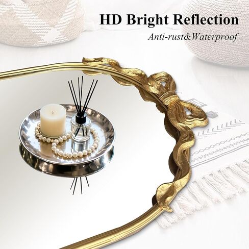 Gold Bow Full Length Mirror Standing Full Body Decorative Floor Mirrors for Bedroom, Living Room and Cloakroom 55" L x 21" in Saudi Arabia