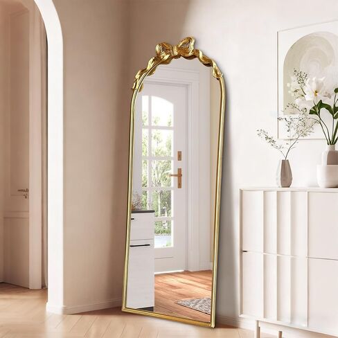 Gold Bow Full Length Mirror Standing Full Body Decorative Floor Mirrors for Bedroom, Living Room and Cloakroom 55" L x 21" in Saudi Arabia