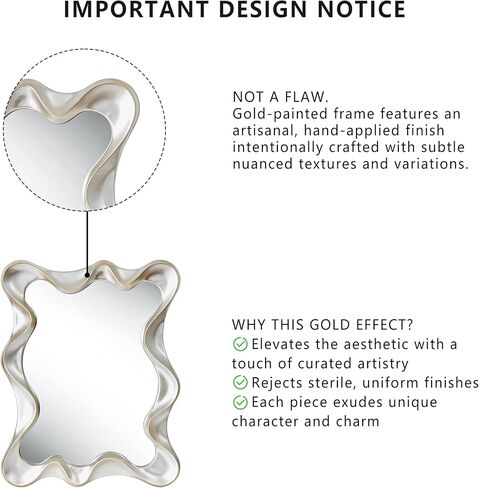 SHYFOY Decorative Mirror for Wall, 27.6x35.4 Wall Mounted Mirror Irregular Wall Mirror Vanity Mirrors Wavy for Fireplace for Bedroom, Livingroom, Entryway in Saudi Arabia