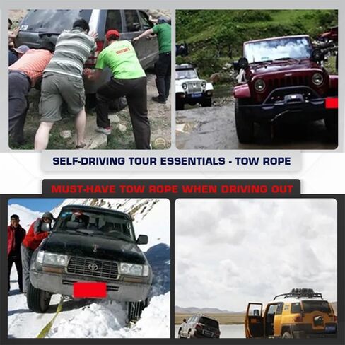 YSY حزام سحب عالي التحمل 3 طن مع خطافات أمان 10أقدام | سعة 6,600 رطل | حبل سحب من البوليستر لمركبات القطر في حالات الطوارئ على جانب الطريق، مجموعة واحدة (أصفر) in Saudi Arabia