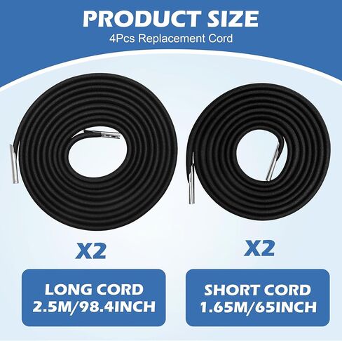 4Pcs Zero Gravity Chair Replacement Cord, Black Elastic Rope Cord for Repair Zero-Gravity Lounge Chairs in Kuwait