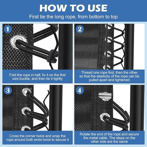 4Pcs Zero Gravity Chair Replacement Cord, Black Elastic Rope Cord for Repair Zero-Gravity Lounge Chairs in Kuwait