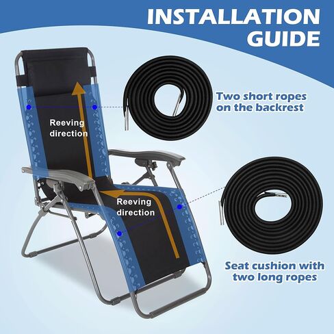 4Pcs Zero Gravity Chair Replacement Cord, Black Elastic Rope Cord for Repair Zero-Gravity Lounge Chairs in Kuwait