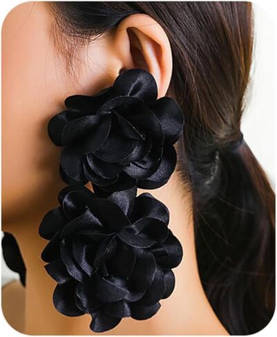 جريئة كبيرة زهرة انخفاض الأقراط للنساء خفيفة الوزن النسيج الأزهار البوهيمي نمط بيان مجوهرات بوهو خمر تتدلى الأزياء والمجوهرات لقضاء عطلة السفر in Kuwait