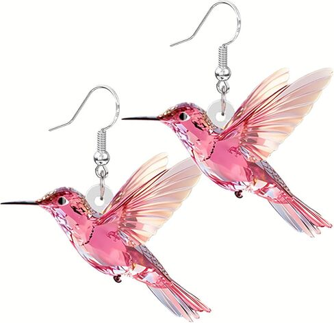 Hummingbird Earrings, Sterling Silver Bird Earrings for Women Sensitive Ears Hypoallergenic, Acrylic Novelty Fun Colorful Blue Cute Humming Bird Trendy Jewelry in Saudi Arabia