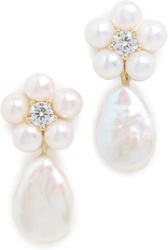 SHASHI Women's Daisy Pearl Drop Earrings, Pearl, White, One Size in Kuwait