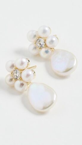 SHASHI Women's Daisy Pearl Drop Earrings, Pearl, White, One Size in Kuwait