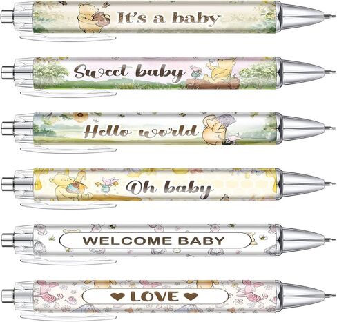 Toerifer 6Pcs Winnie Ballpoint Pens for Baby Shower, Cute Adorable Baby Shower Pen, Writing Pens with Touch Stylus Tips, Winnie Desk Accessories Party Favors Supplies, Black Ink in Saudi Arabia