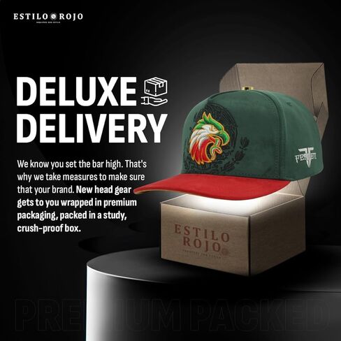 FT176 - قبعات - Gorra - أصلية - Sombrero - Snapback - مقاس ممتاز قابل للتعديل - تصميم النسر المكسيكي المطرز - جلد سويدي مكسيكي - أخضر وأحمر in Kuwait