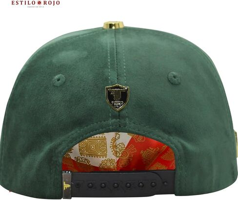 FT176 - قبعات - Gorra - أصلية - Sombrero - Snapback - مقاس ممتاز قابل للتعديل - تصميم النسر المكسيكي المطرز - جلد سويدي مكسيكي - أخضر وأحمر in Kuwait