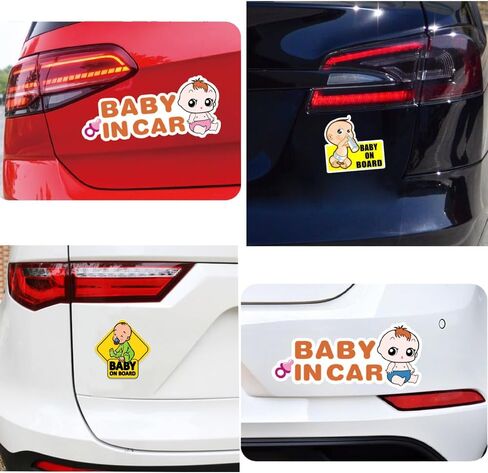 Baby on Board Stickers 6-Pack - Reflective Car Safety Signs for Windows/Doors, Waterproof Baby in Car Decals, Universal Adhesive Warning Labels for Vehicle Body (Durable Vinyl) in Kuwait