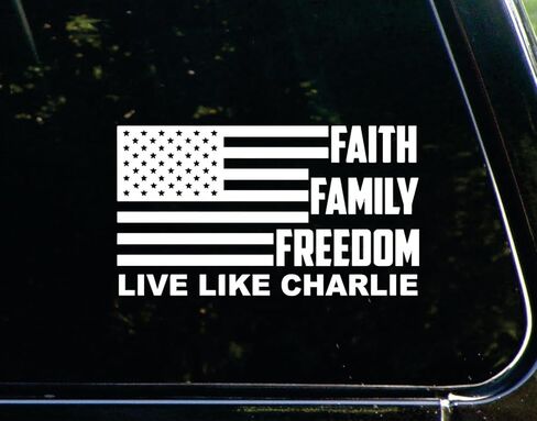 1 Pack Faith Family Freedom Live Like Charlie Kirk True American Hero Car Bumper Stickers Decals, RIP Charlie Kirk, Silenced But Not Forgotten Fly High in Loving Memory Charlie Truck Sticker 6 inch in Kuwait