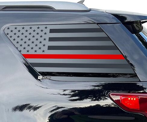 BOGAR TECH DESIGNS - Precut American Flag Rear Side Quarter Window Decals Compatible with Ford Explorer 2011-2019, Matte Black in Saudi Arabia