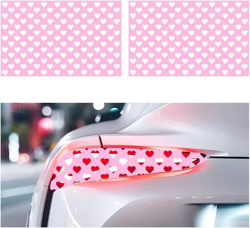 2PCS Car Rear Tail Light Stickers, Waterproof Heart Pattern DIY Vehicle Taillight Tint Film Sheet Sticker, Self-Adhesive Auto Rear Lamp Decal Decor Accessories, Universal Fit (Black) in Kuwait