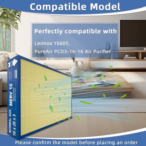 فلتر بديل للحيوانات الأليفة 16x26x5 MERV16 متوافق مع منقي الهواء Y6605 PureAir PCO3-16-16 (الحجم الفعلي: 16.3 بوصة × 25.5 بوصة × 4.3 بوصة) in Kuwait