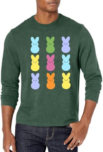 Easter Shirts for Men: Bunny Graphic Tshirt Rabbit Shirt Happy Easter Long Sleeve Blouse Tops in Saudi Arabia
