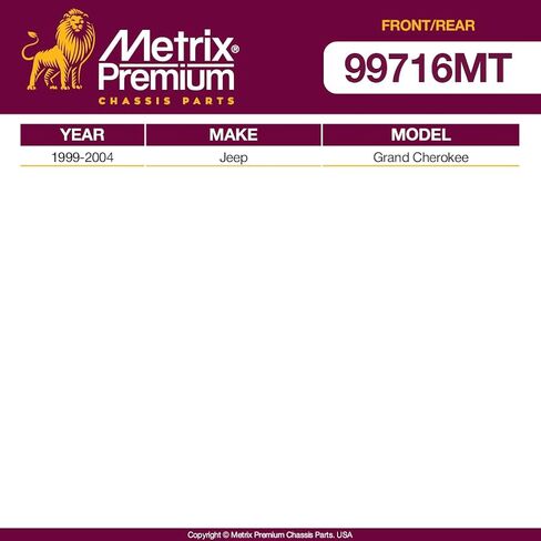 أجزاء الهيكل الفاخرة من Metrix - مجموعة وصلات شريط التثبيت الأمامية والخلفية المكونة من 4 قطع تناسب سيارات جيب جراند شيروكي 1999-2004، استبدال K3201، K3202، صنع في أوروبا in Saudi Arabia