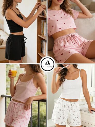 4 Pack Women's Pajama Shorts Supersoft Sleep Lounge Shorts, Summer Comfy Sleepwear Bottoms in Saudi Arabia