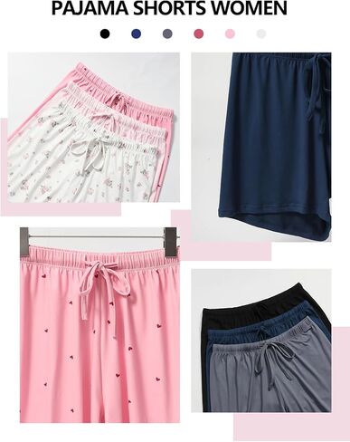 4 Pack Women's Pajama Shorts Supersoft Sleep Lounge Shorts, Summer Comfy Sleepwear Bottoms in Saudi Arabia