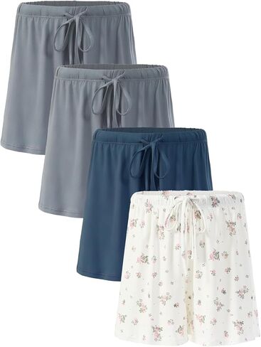 4 Pack Women's Pajama Shorts Supersoft Sleep Lounge Shorts, Summer Comfy Sleepwear Bottoms in Saudi Arabia
