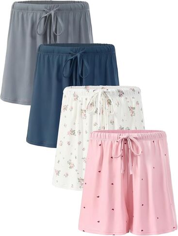 4 Pack Women's Pajama Shorts Supersoft Sleep Lounge Shorts, Summer Comfy Sleepwear Bottoms in Saudi Arabia