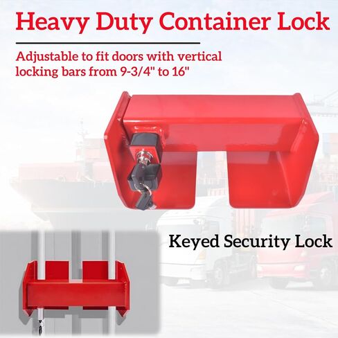 قفل باب البضائع، قفل باب البضائع شديد التحمل لشبه الشاحنات والحاويات - قفل أمان بمفتاح، تصميم مقاوم للتلاعب، يناسب القضبان الرأسية 9.75 بوصة - 16 بوصة، لمسة نهائية مطلية بمسحوق أحمر in Kuwait