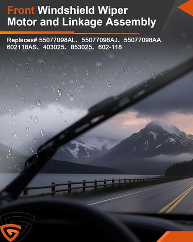 Front Windshield Wiper Motor & Linkage Assembly, Module Kit Compatible with Dodge Ram 1500 2005–2008, Ram 2500 2005–2009, Ram 3500 2005–2010, Ram 4500 & 5500, Direct Replacement 55077098AL in Kuwait