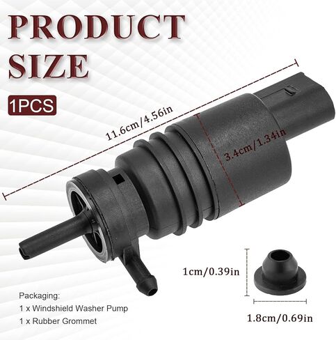 Windshield Washer Pump with Grommet Replace #67128362154,Windshield Washer Fluid Pump Replacement,Compatible with BMW E36,E46,E53,E86 in Kuwait