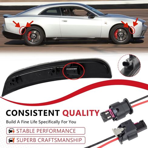 Side Marker Lights Pigtail Connector Wire Harness fit for Dodge Charger 2015-2023, Chrysler 300 2015-2023 2PCS in Kuwait