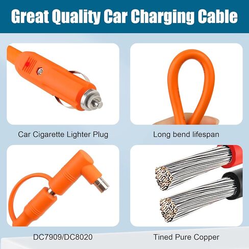 كابل شحن ولاعة سجائر السيارة 12 فولت/24 فولت 14AWG بطول 6 أقدام، تيار مستمر 8 مم 15 أمبير DC7909/8020 إلى كابل شاحن السيارة متوافق مع محطة الطاقة المحمولة Jackery/Anker/GRECELL/BLUETTI/Goal Zero Yeti/Westinghouse in Kuwait