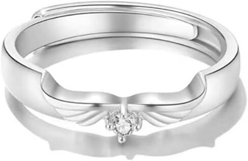 Pink Angel Wings Heart Rings, Adjustable Opening Size Rings for Women, Angel Memorial Ring with Heart Gemstone, Promise Ring Best Birthday Gift Christmas Gifts in Kuwait