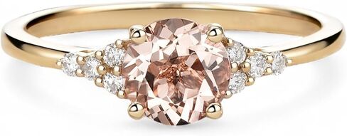 Round Cut Morganite Engagement Ring 14K Gold Plated Diamond Cluster Promise Ring Vintage Wedding Jewelry Christmas Gift For her in Saudi Arabia
