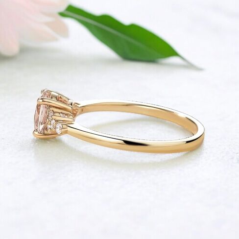 Round Cut Morganite Engagement Ring 14K Gold Plated Diamond Cluster Promise Ring Vintage Wedding Jewelry Christmas Gift For her in Saudi Arabia