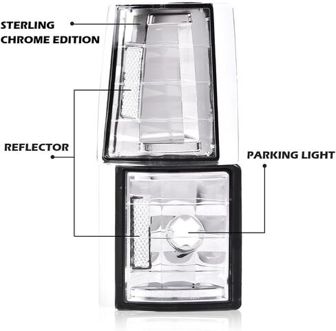 DOTCOM Corner Signal Lights Side Marker Lamps,Compatible with Chevy C/K 1500 2500 3500 Pickup 1994-99,Fit Chevy C/K 1500 2500 Suburban 1994-99,Tahoe 1995-99,Clear lens Chrome Housing Clear Reflector in Saudi Arabia