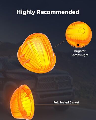 AmberRound-Shape Cab Marker Cover Lens Top Roof Light Clearance Running Light Cover Lens Compatible with C/K Series 1973-1987 Full Size Pickup Trucks (5 pcs) in Saudi Arabia