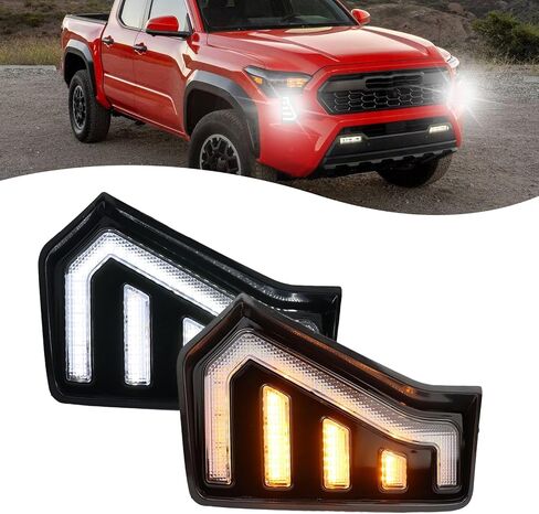 LED Front Headlight Side Marker DRL Amber Sequential Turn Signal Fog Light Feature Kit for Toyota Tacoma 2024 Replacement Grille Cover Air Vent Trim Accessories in Kuwait