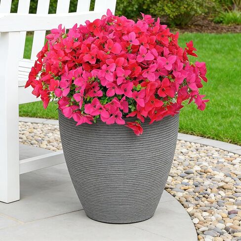 24 حزمة من الزهور الاصطناعية في الهواء الطلق، زهور بلاستيكية مقاومة للأشعة فوق البنفسجية من النباتات المزيفة السائبة لربيع وصيف معلقة زارع الشرفة نافذة حديقة ديكور المنزل in Kuwait