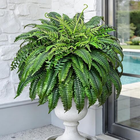2 Pcs 48 Inch Fake Ferns, Look Real 101 Leaves Artificial Boston Ferns for Outdoors Large, Lush UV Resistant Faux Ferns for Outdoor Planter Large, Outdoor Faux Plants for Porch Patio Home Decor in Kuwait